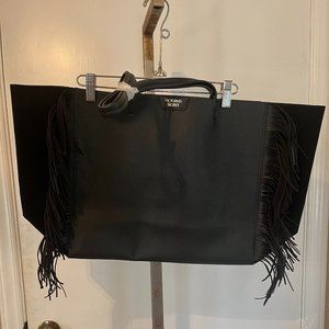 Victoria's Secret Large Fringed Tote Bag NWT - Black